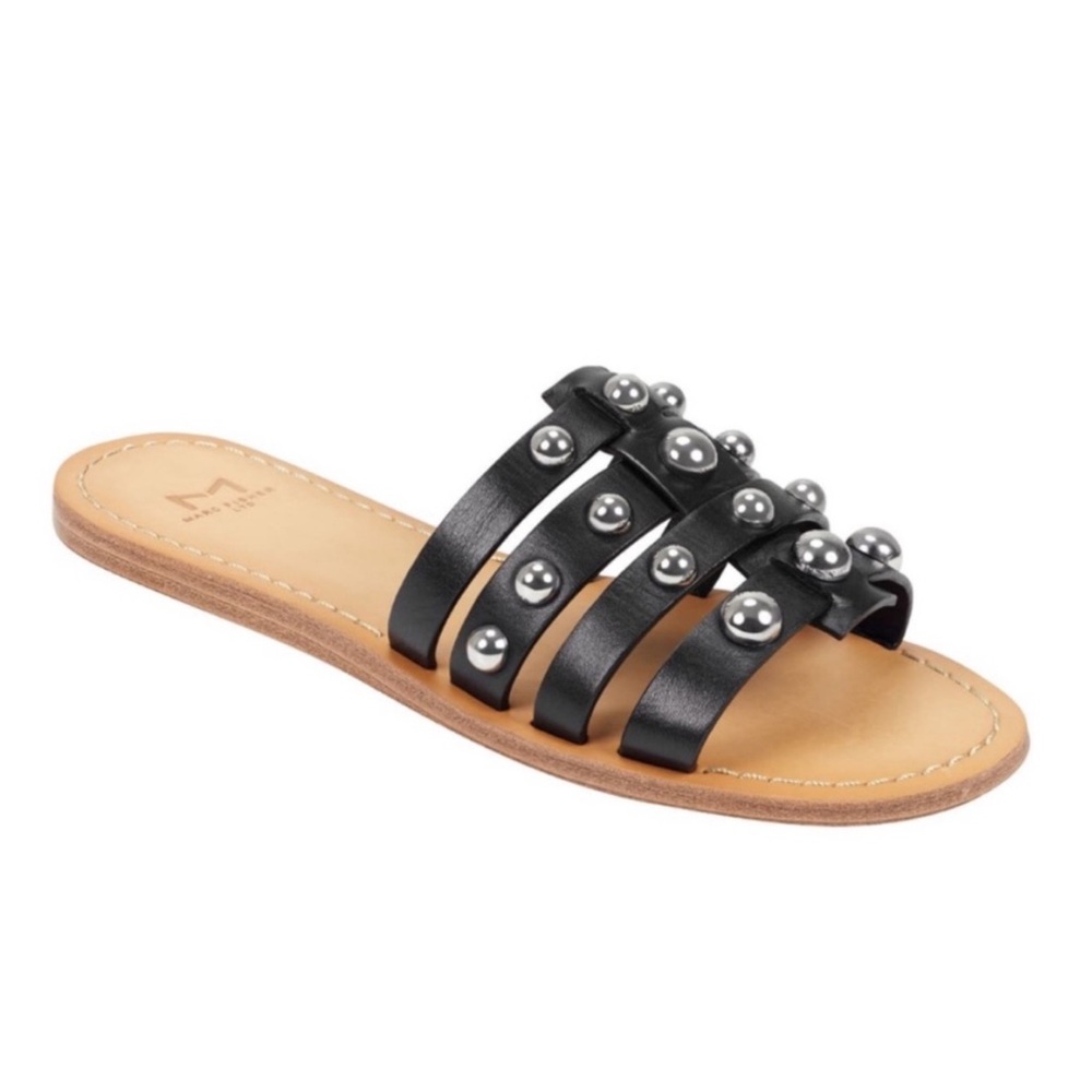 Marc Fisher LTD Pacca Slide Sandals With Silver Studs. Size 9.5 M‎